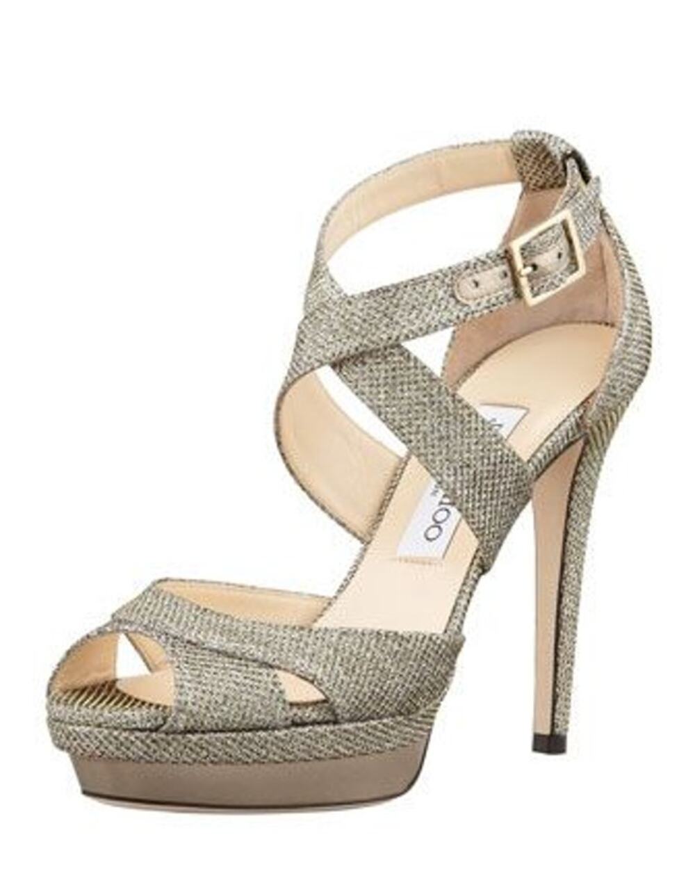 Jimmy Choo Kayak Bridal Bronze Glitter Sandal Size 38.5 or 8/8.5.